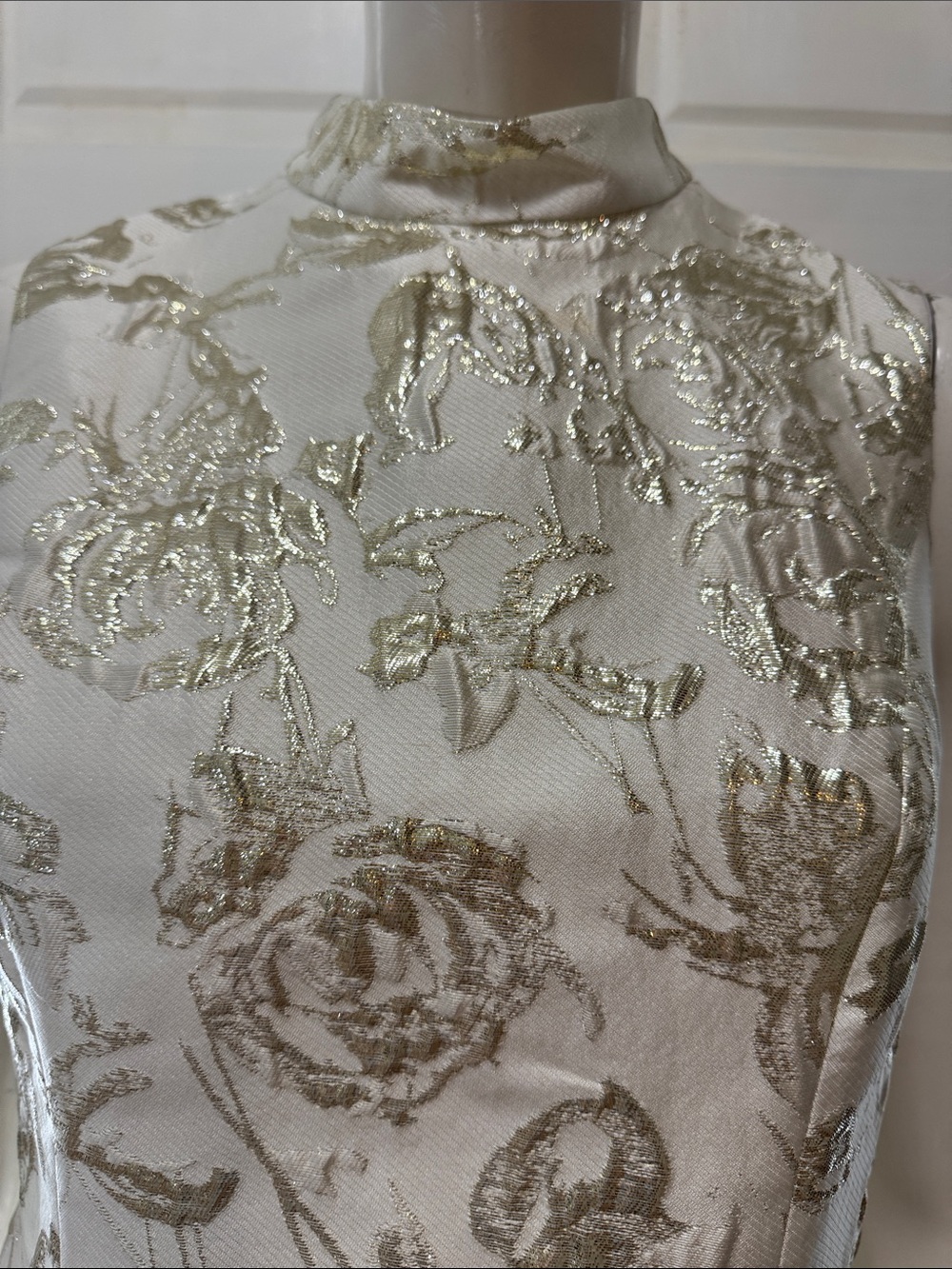 Aidan Mattox Ivory Metallic Floral Jacquard Mini Dress Size 6 - Picture 6 of 16